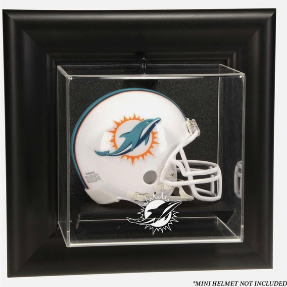Miami Dolphins Black Framed Wall-Mountable Mini Helmet Case - Fanatics - Picture 1 of 1